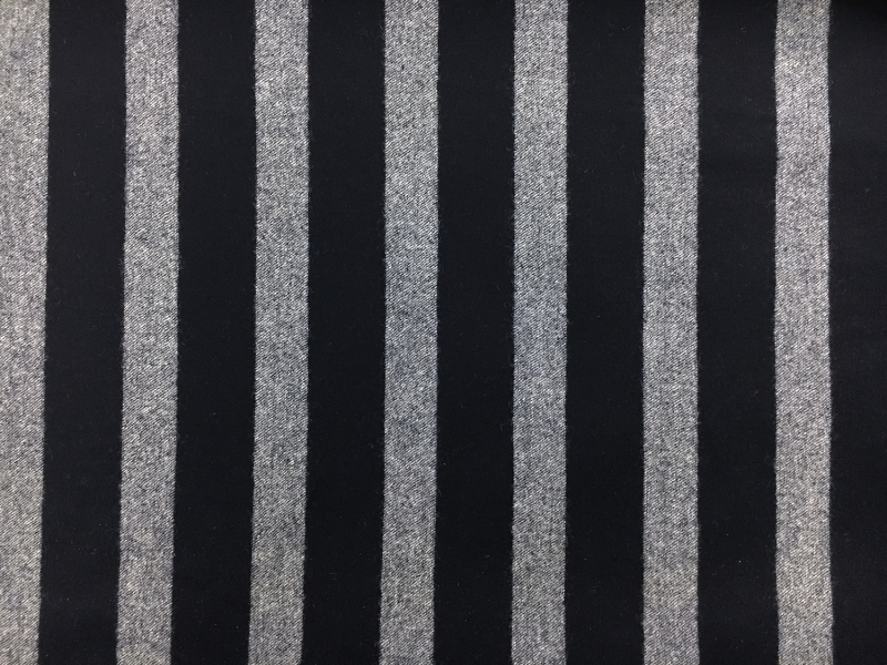 Italian Stretch Wool Blend Flannel Stripe in Navy0