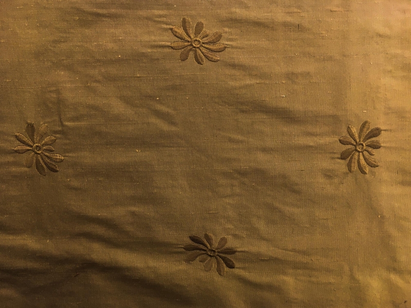 Iridescent Silk Shantung with Embroidered Flowers0