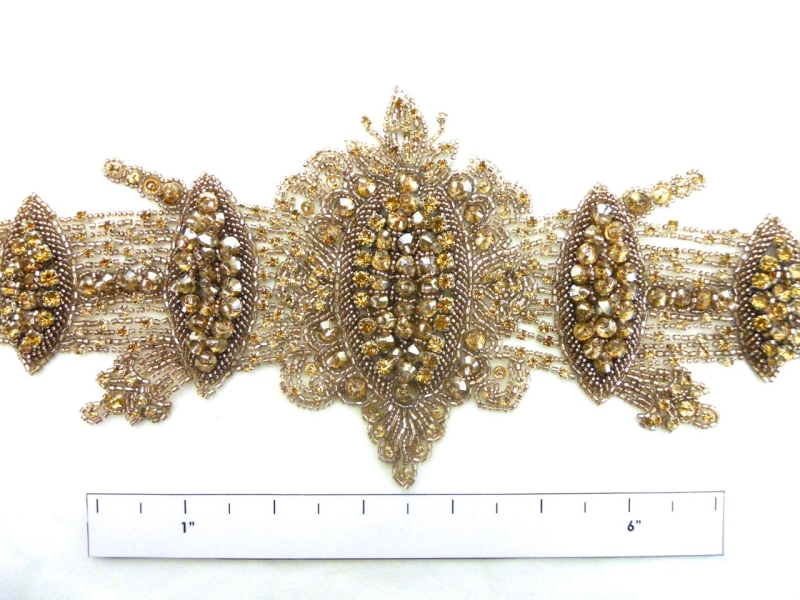 Esther Champagne Crystal Beaded Tulle Belt1