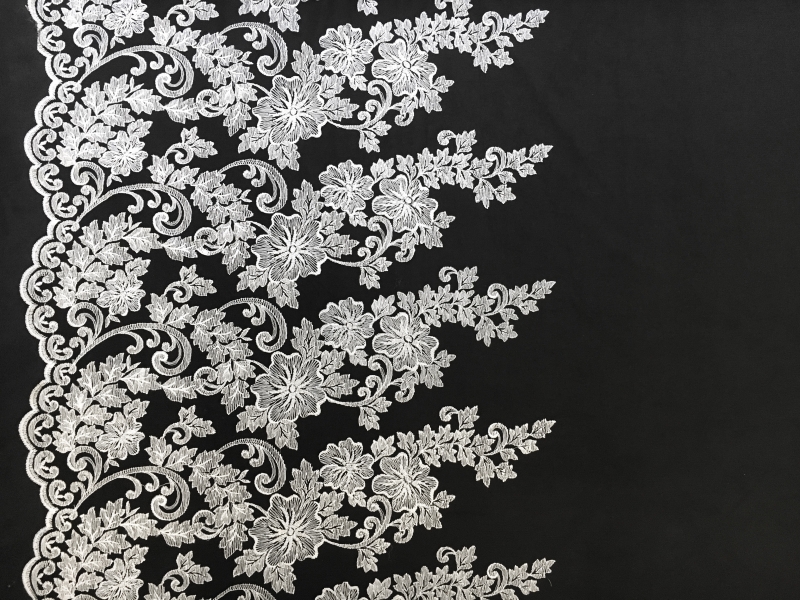 Embroidered Black Illusion with Ornate Single Border0