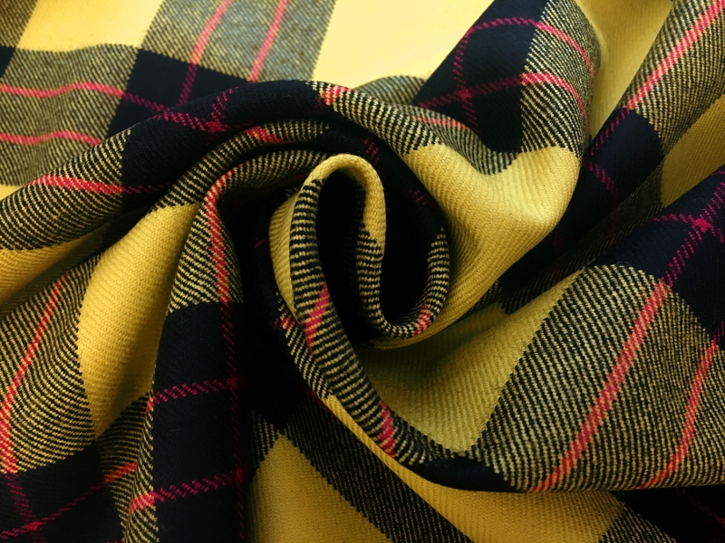 Italian Virgin Wool Tartan Plaid in Yellow and Black1