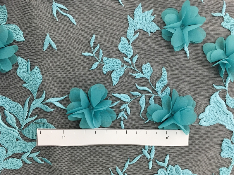 Degradé Embroidery and Flower Appliqués on Tulle1