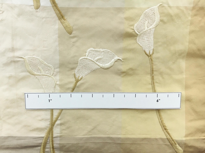 Embroidered Silk Taffeta Check with Calla Lilies1