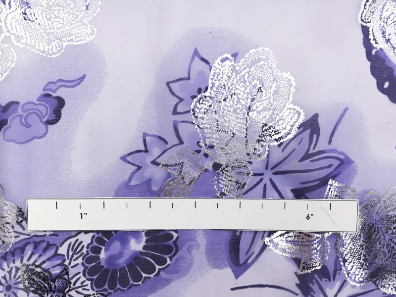 Metallic Printed Silk Chiffon with Florals and Phoenixes 1