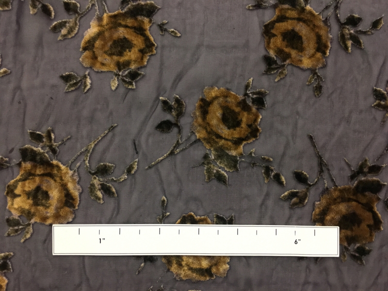 Silk Rayon Burnout Velvet With Floral Motif1
