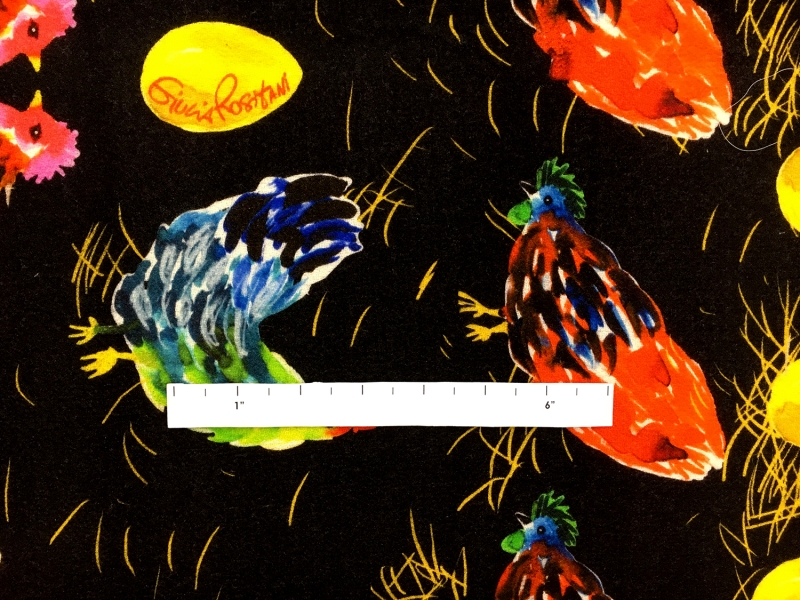 Giulia Rositani Printed Double Wool Crepe with Chickens Hatching Golden Eggs1