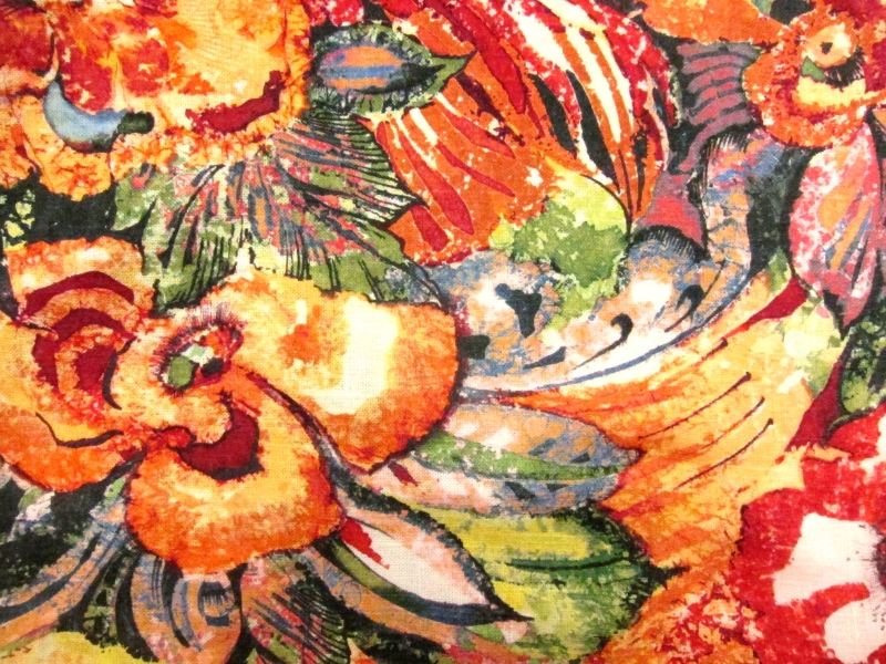 Linen Rayon Blend Upholstery Floral Print0