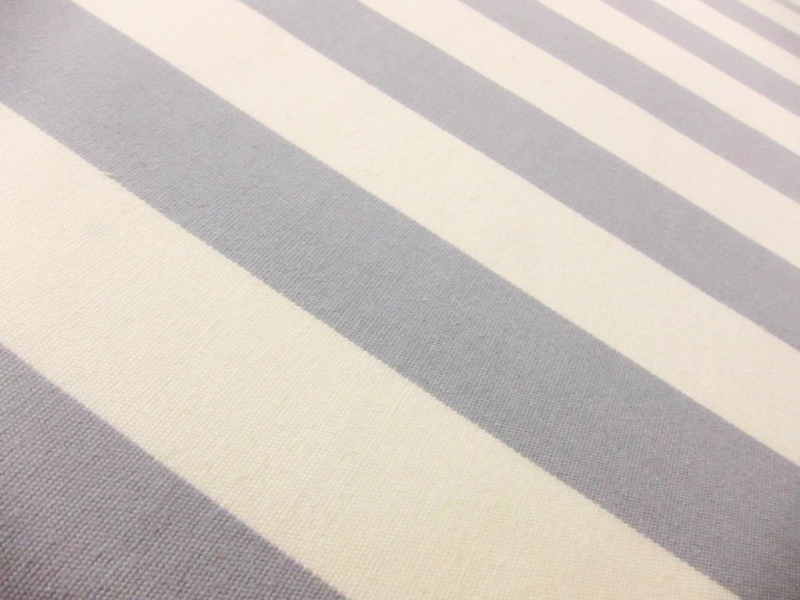 Cotton Upholstery 1.5" Stripe In Silver And Ivory 2