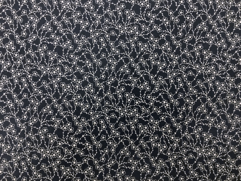 Cotton Broadcloth With Floral Print in Navy and White0