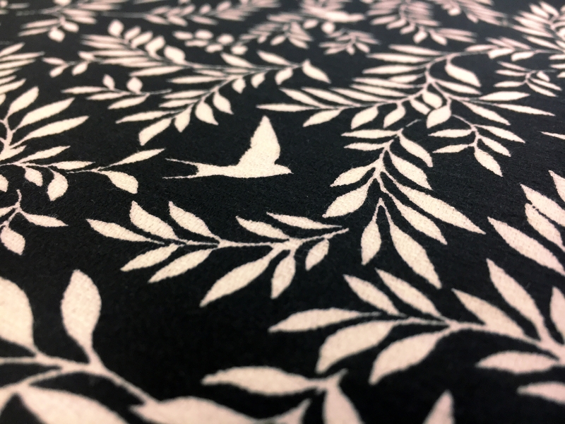 Japanese Textured Cotton Birds and Foliage Print2