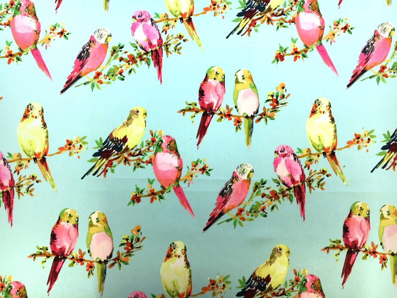 Cotton Twill Parakeets Print0