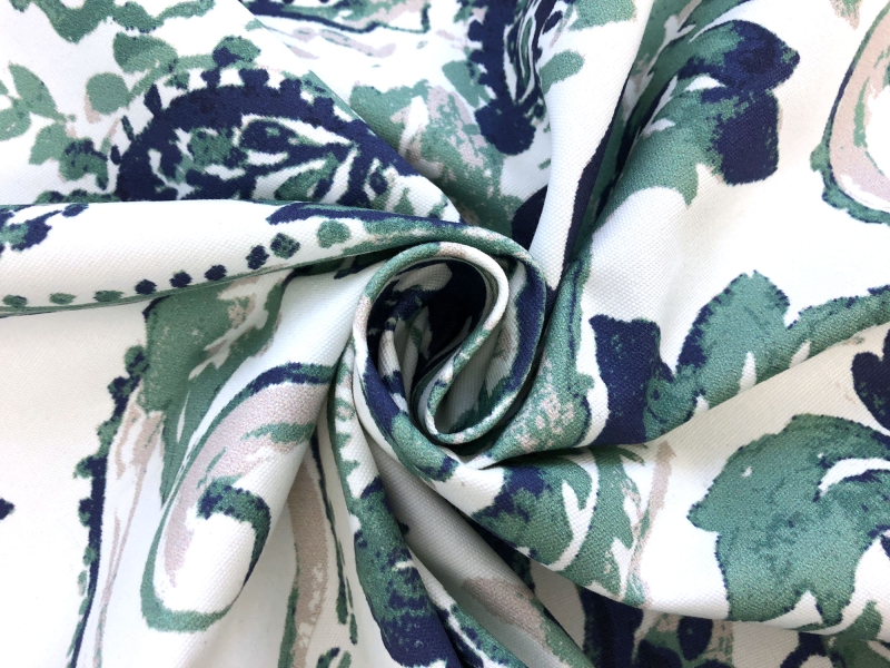 Cotton Canvas Floral Filigree Print in Green2