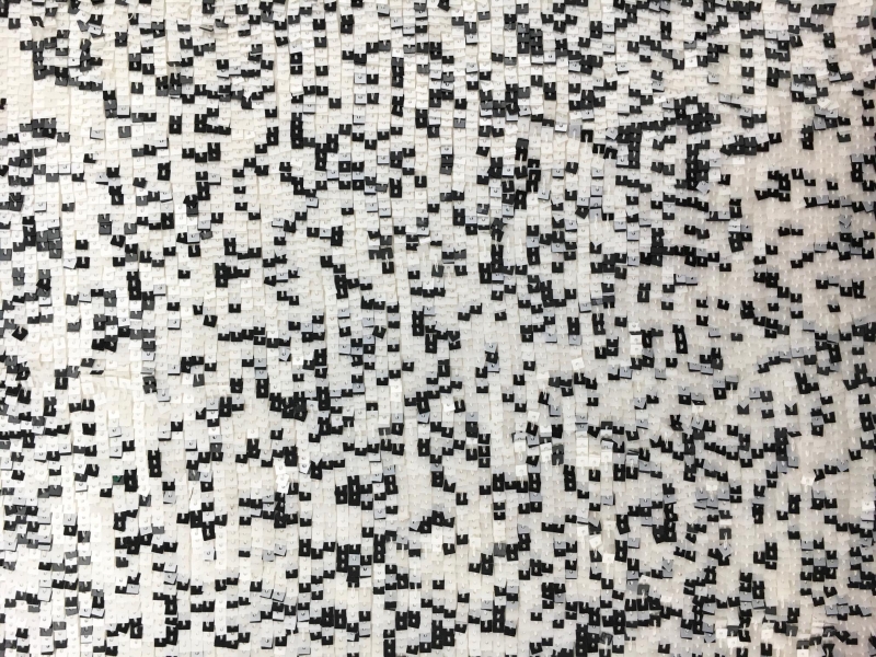 Square Black and White Sequins on Silk Chiffon0