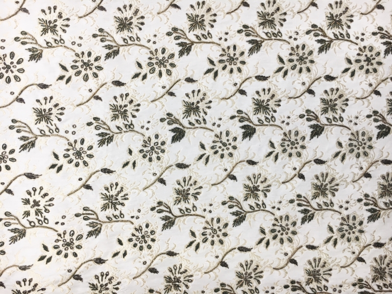 Heavily Beaded and Embroidered Silk Shantung0