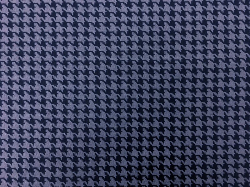Cotton Broadcloth Houndstooth Print In Indigo0