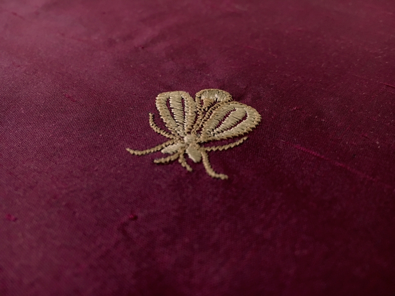 Iridescent Silk Shantung with Embroidered Moths2