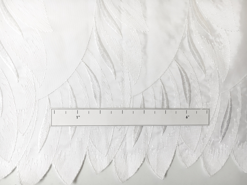 Bridal Polyester Taffeta with Embroidered Feathers Degradé1