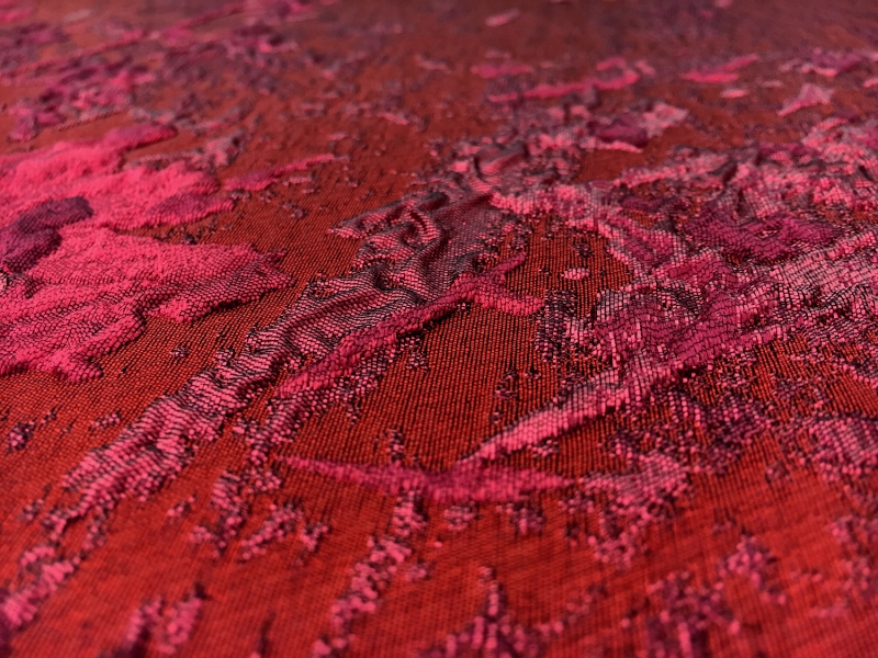 Polyester Twill with Metallic Abstract Floral Border3