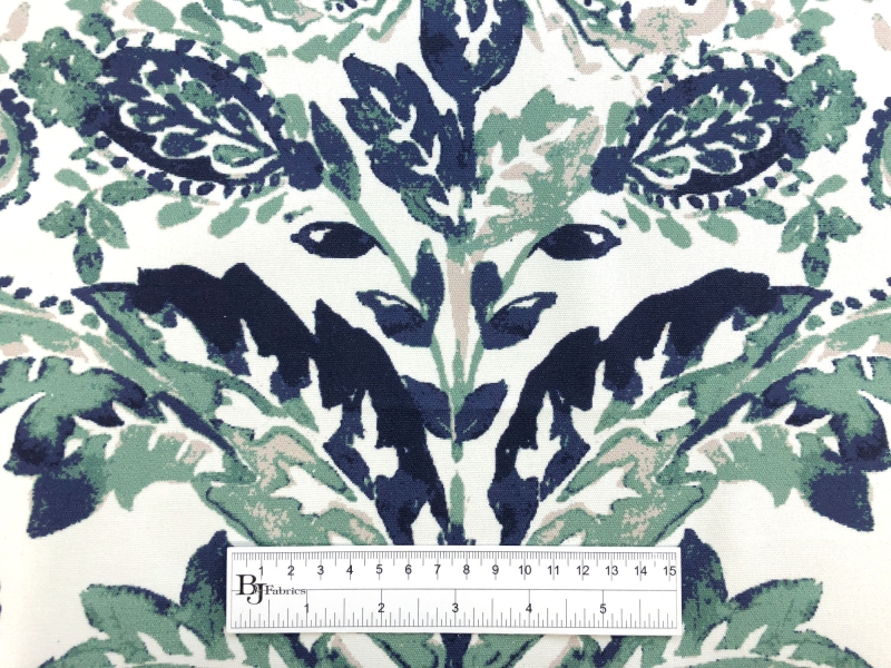 Cotton Canvas Floral Filigree Print in Green4