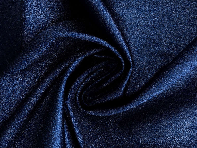 Silk Blend Metallic Crepe in Deep Blue0