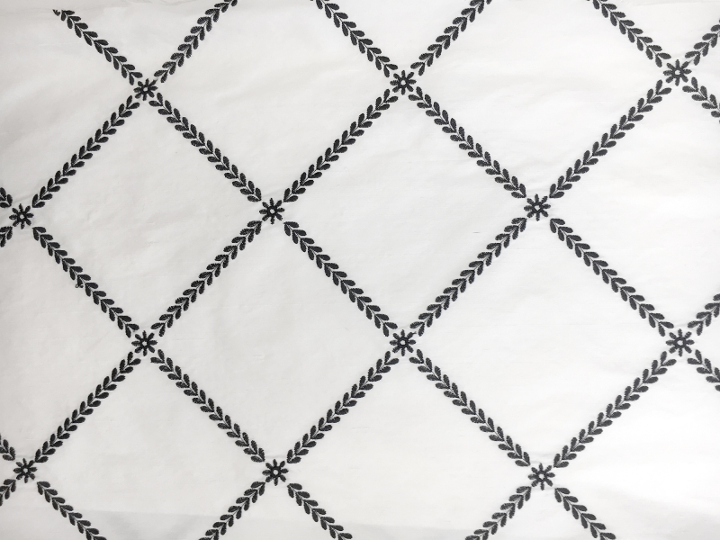 Embroidered Silk Shantung with Diamond Print0