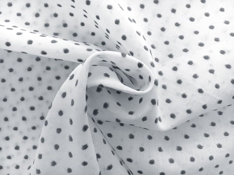 Swiss Cotton Plumetis in Grey on White1