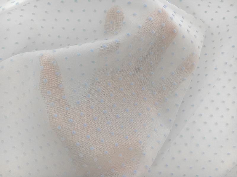 Cotton Swiss Dot in White and Powder Blue3
