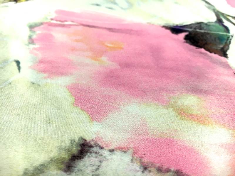 Printed Silk Crepe de Chine with Water Color Poppies2