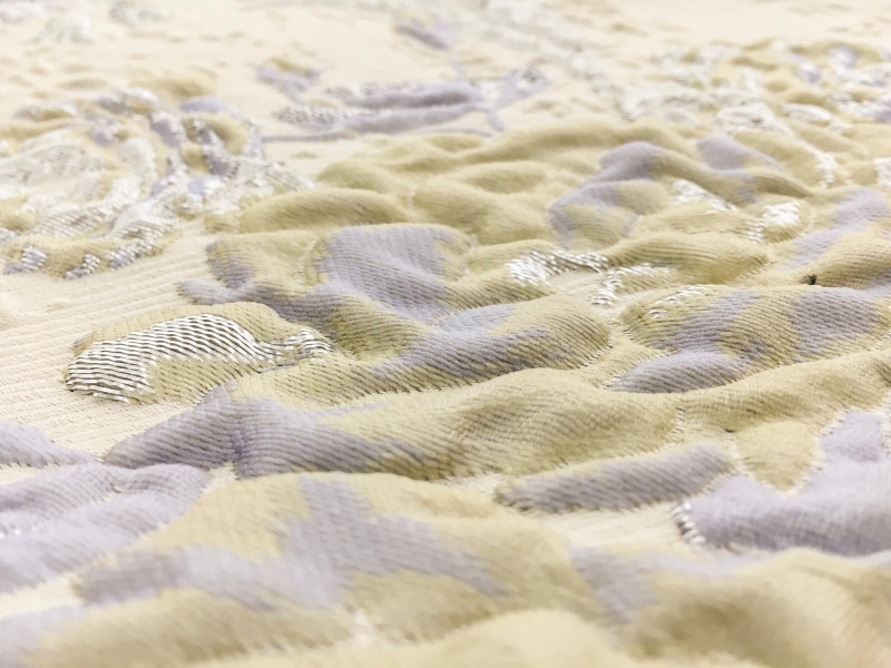 Silk Blend Matelassé with Flowers and Swirls2