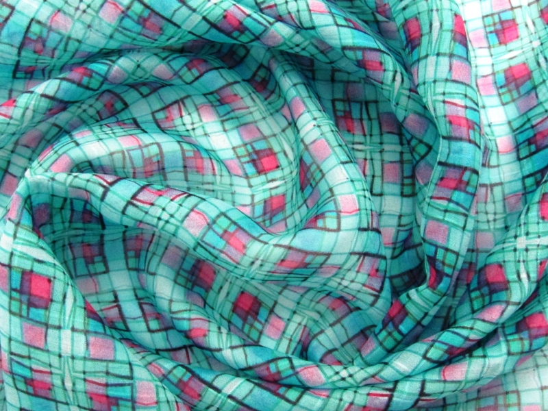 Printed Silk Windowpane Chiffon3