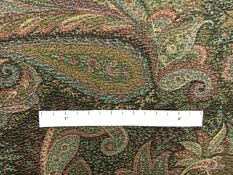 Silk and Wool Blend Metallic Crepe with Paisley Patterns1