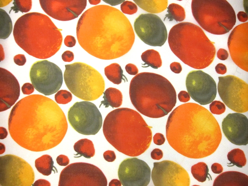 Printed Silk Chiffon with Vibrant Fruits0