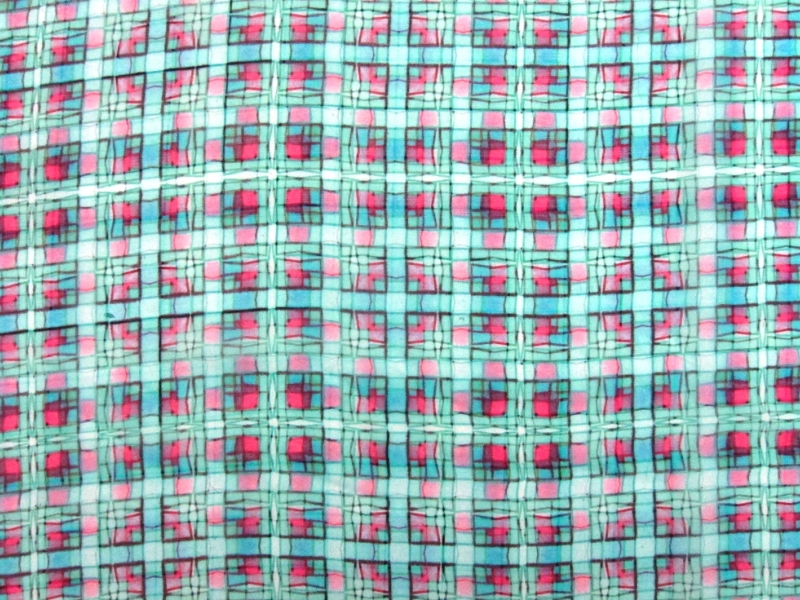 Printed Silk Windowpane Chiffon0