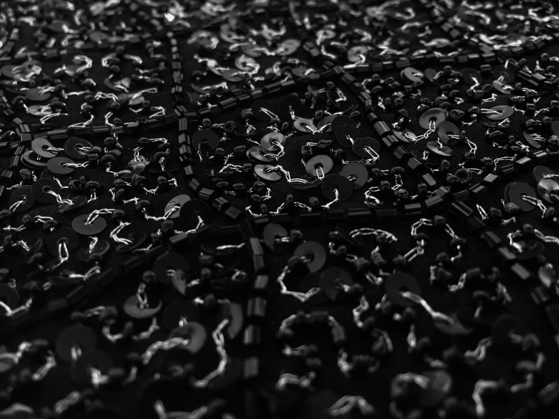 Sequins on Silk Chiffon with Bugle Bead Squares2