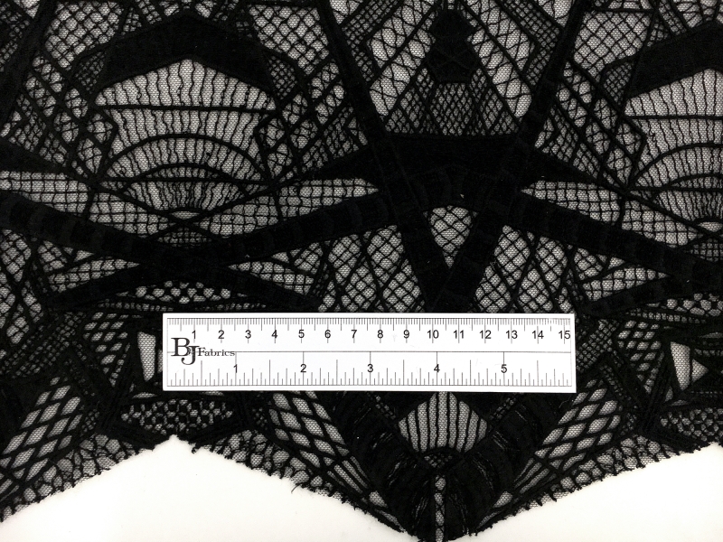 Novelty Embroidered Tulle with Art Deco Geometrics1