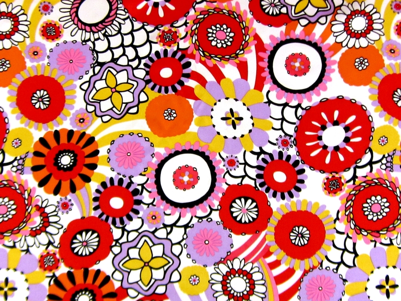 Printed Silk Charmeuse with Vibrant Illustrated Flowers0