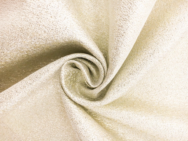 Polyester and Cotton Blend Lamé in White Gold0