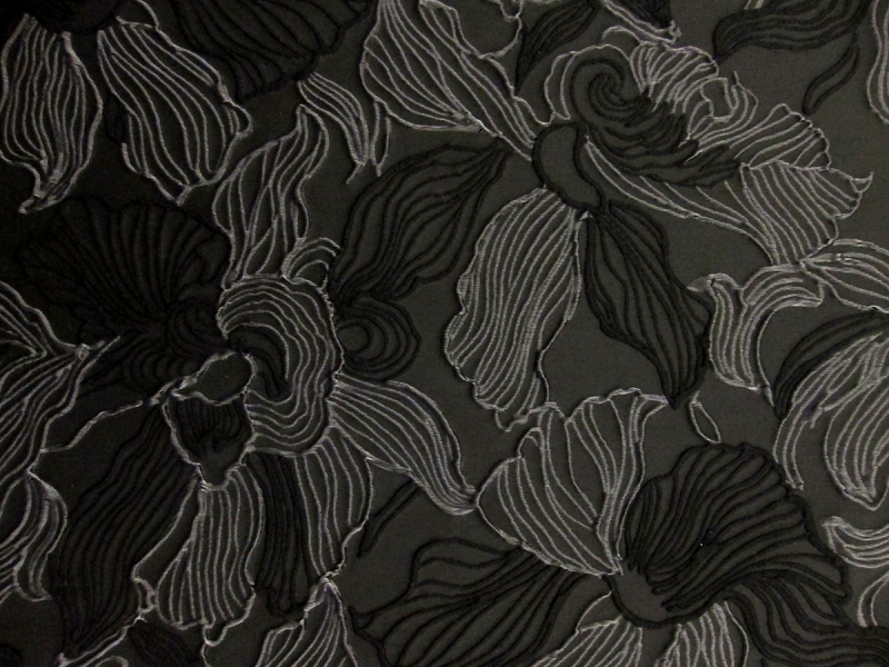 Wool and Polyester Blend Organza Cloqué0