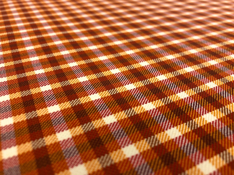 Stretch Wool Suiting Tattersall Plaid in Orange2
