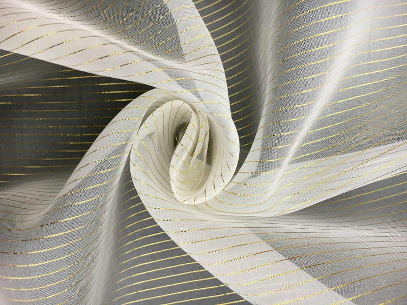 Gold Metallic Striped Silk Chiffon0