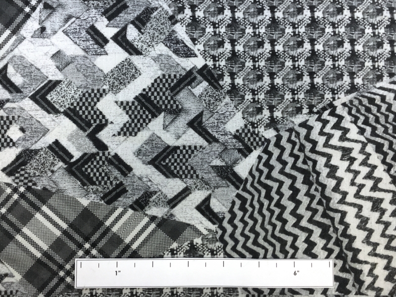 Handkerchief Linen Black And White Collage Digital Print3