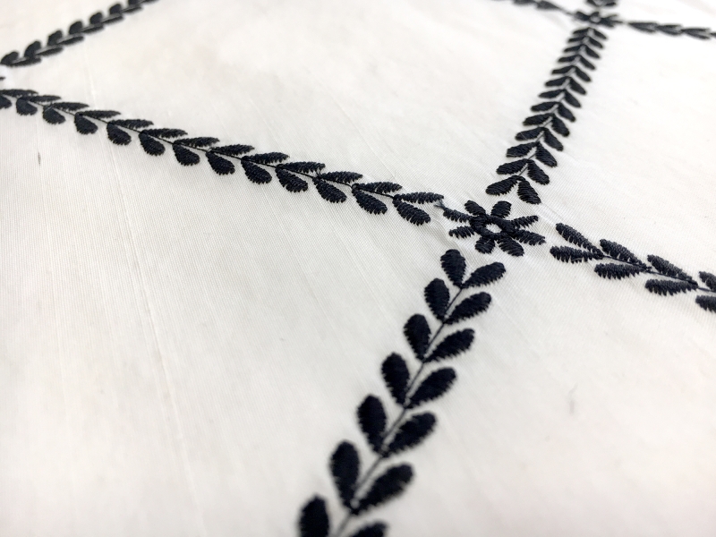 Embroidered Silk Shantung with Diamond Print2