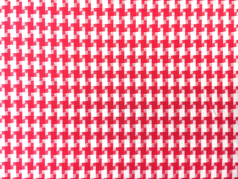 Italian Cotton Houndstooth Shirting in Vermilion0