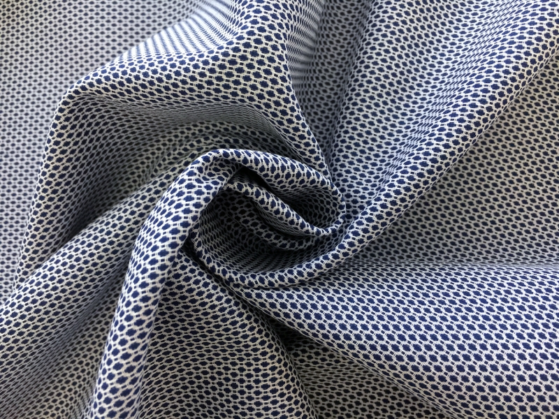 Cotton Oxford Dobby Shirting in Navy1