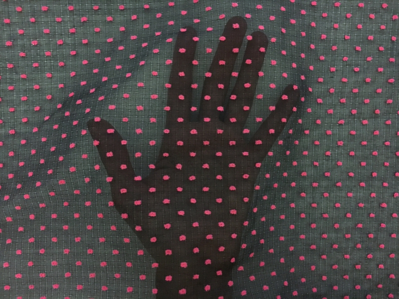 Cotton Plumetis in Black Fuchsia3