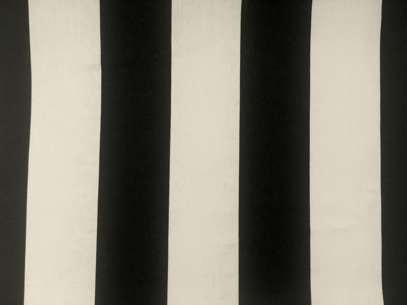 Linen Upholstery Printed Stripe in Black and Ivory0