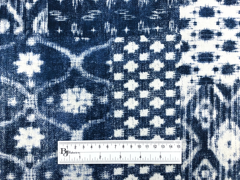 Cotton Canvas Shibori Collage Print in Indigo3