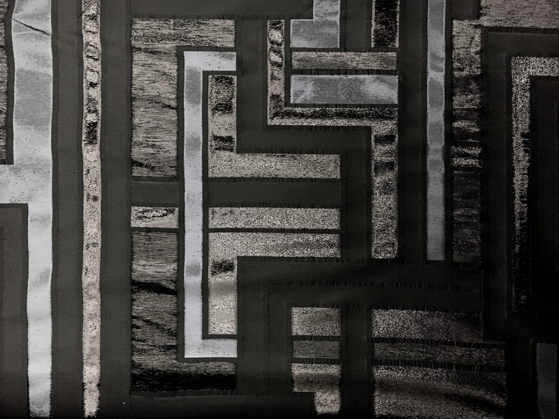 Metallic Geometric Jacquard Brocade in Black0