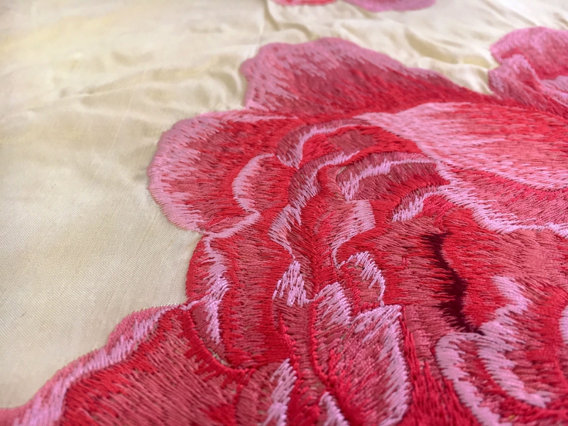 Embroidered Silk Shanting with Large Florals2