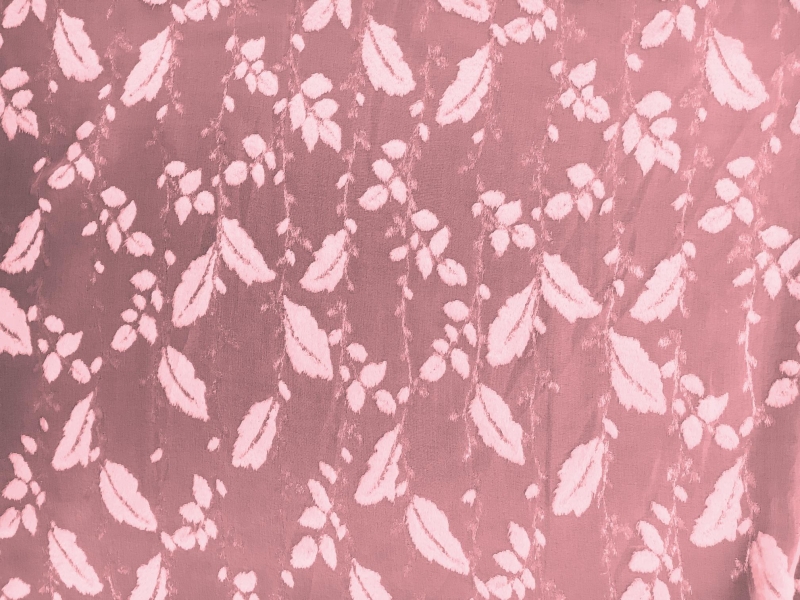 Burnout Velvet With Leaves Motif in Rose0